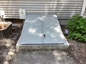 New steel bulkhead door replacement completed by CrackX at a home in Tyngsboro, MA