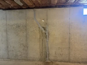 Foundation wall crack repair completed in Salem, NH using professional crack injection to permanently stop an active basement water leak.