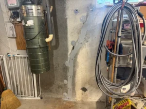 Injected and pinned foundation wall crack repair completed in Manchester, NH